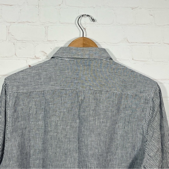 Hydenyoo Linen Blend Button Up Shirt Mens Size Medium Gray Striped - Picture 10 of 11